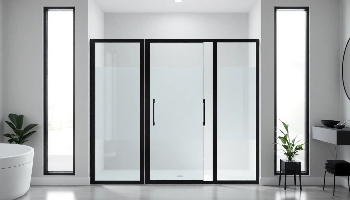 Enhance your bathroom with stylish black frame shower doors emphasizing modern elegance.