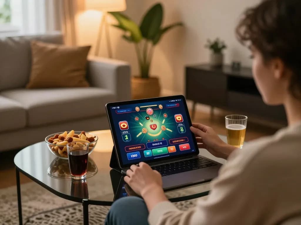 Engaging home scene featuring cm88betjuara live dealer gaming on a tablet