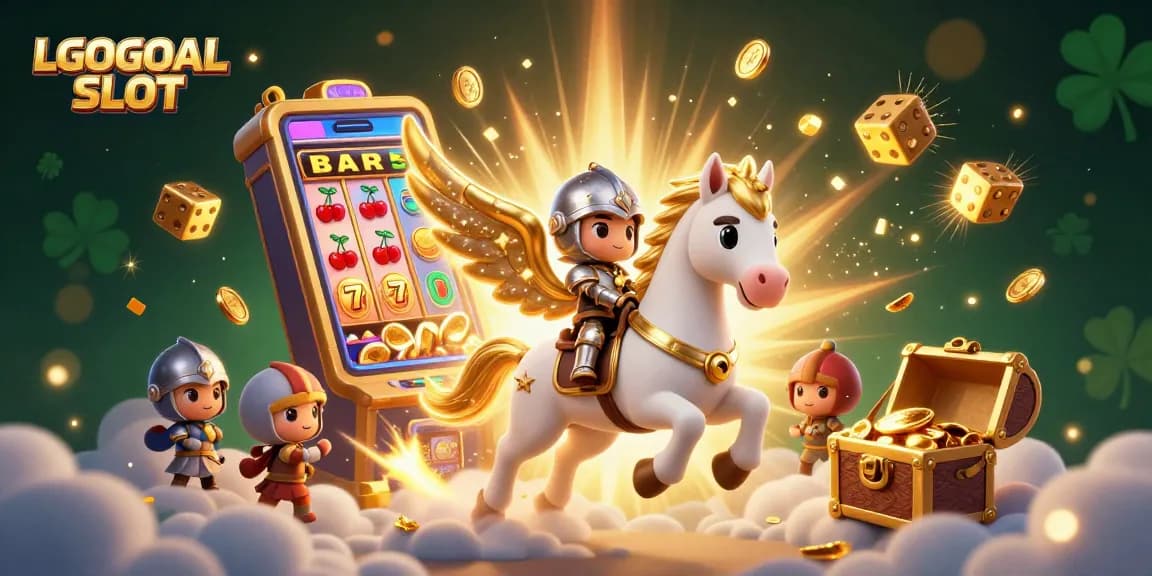 Spin the reels with LGOGOAL SLOT as the celestial knight rides through a jackpot explosion of coins.