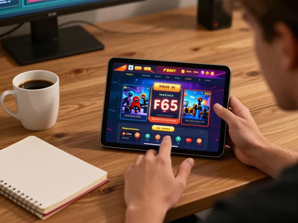 Engaged player exploring F8bet on a tablet, highlighting online casino strategies.