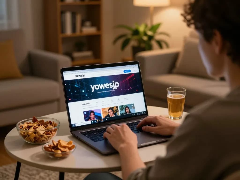 Engaging with yowesjp online gambling platform in a comfortable home setting.