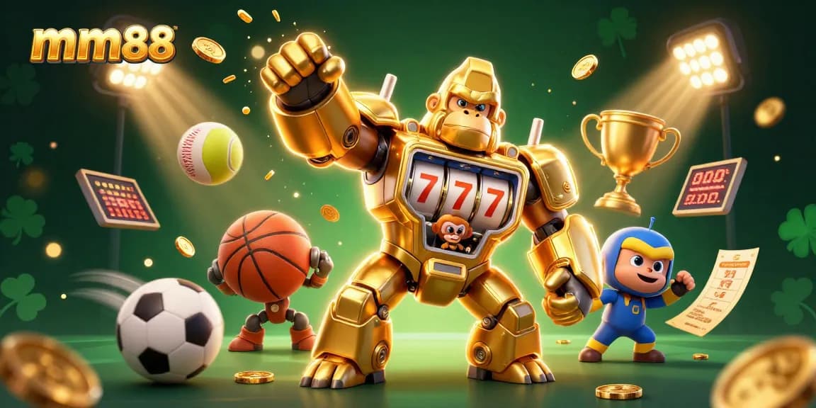Experience thrilling gameplay with mm88 in an exciting 3D illustrated casino scene featuring dynamic sports and gaming elements.