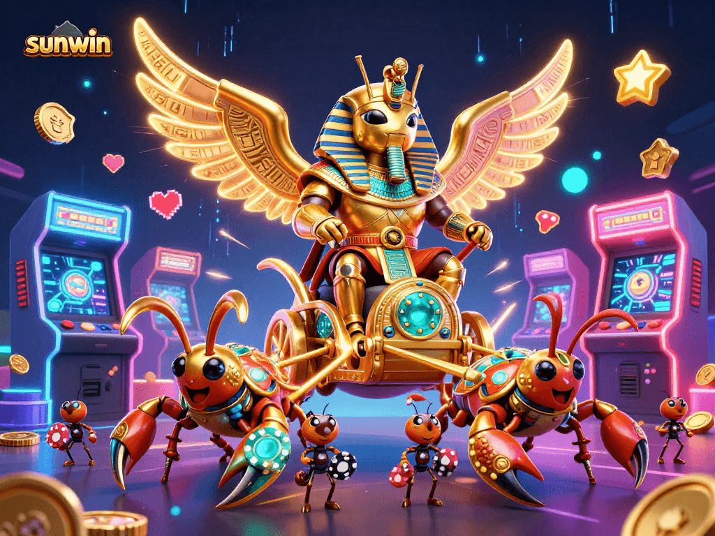 Experience the thrill of gaming with sunwin as golden characters and casino elements come to life.