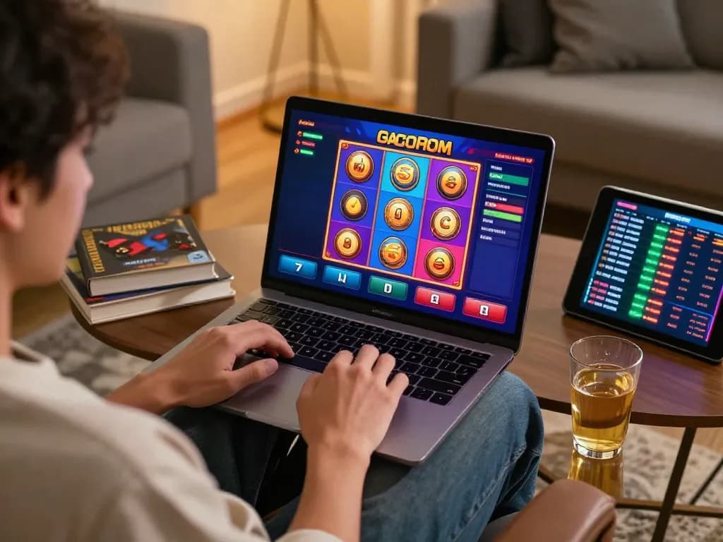 Engaging gameplay on slot gacor online platform from a comfortable home setup.