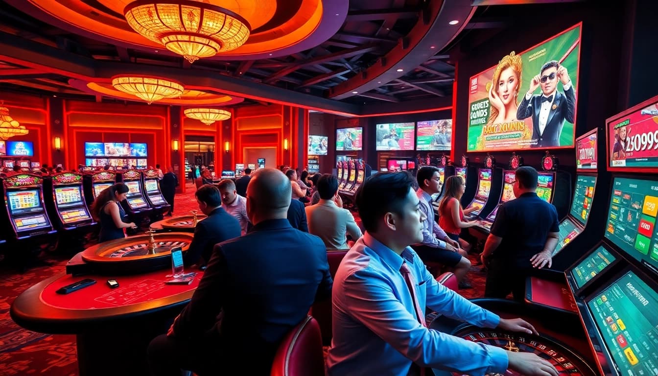 Exciting live casino gaming experience at GO99 with players and dealers.