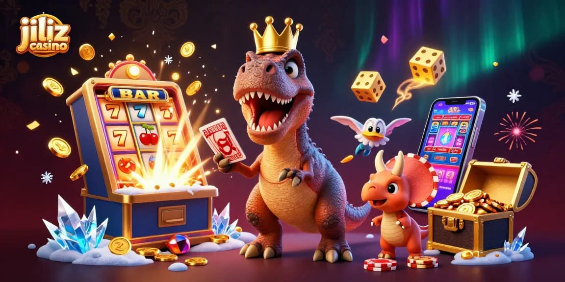 Spin and win with jiliz casino featuring fun cartoon characters and vibrant casino elements.