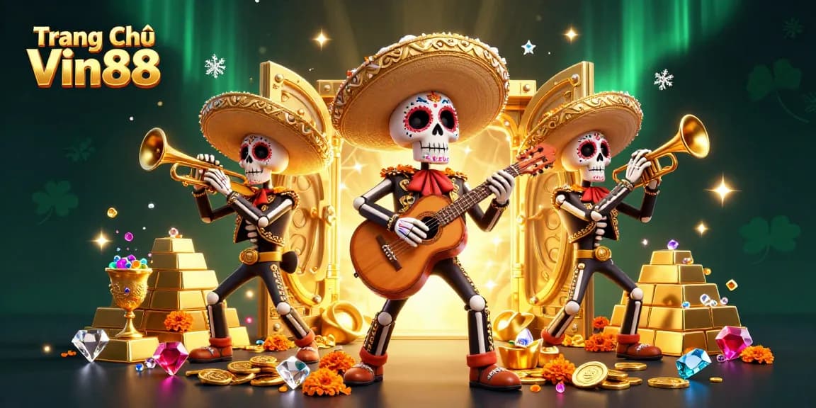 Experience the excitement at Trang Chủ Vin88 as you join the vibrant mariachi band while winning gems and treasures!