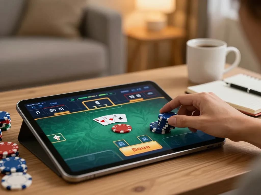 Engage in hướng dẫn mm88 on your tablet during an exciting online poker game, enhancing your betting strategy.