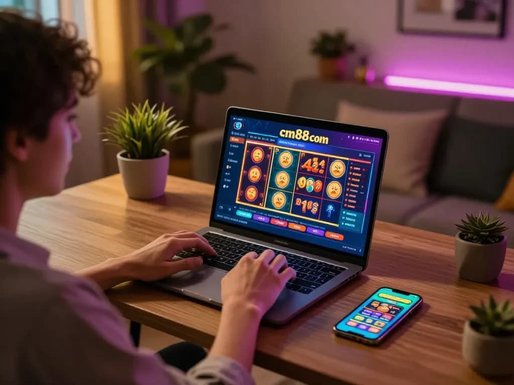 Engaging in online casino gaming at cm88 com from a cozy home setup