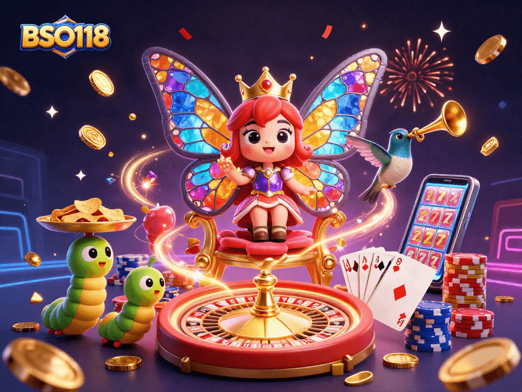 Experience BSO118's captivating casino world with vibrant characters and dynamic gaming elements.