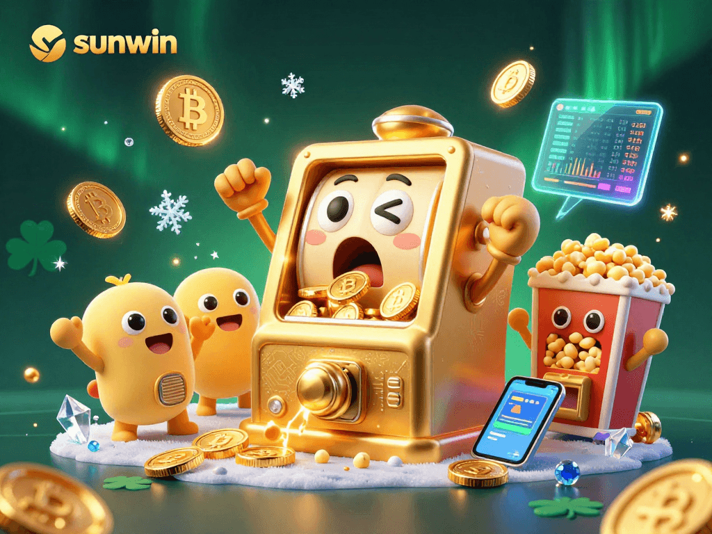 Experience the thrill of slot jackpots with sunwin in this vibrant 3D illustration.
