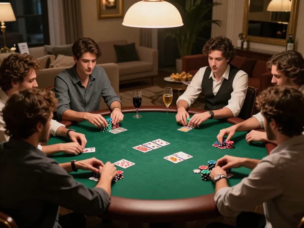 Players engage in a competitive poker game at home, showcasing strategic gameplay in 789's environment.