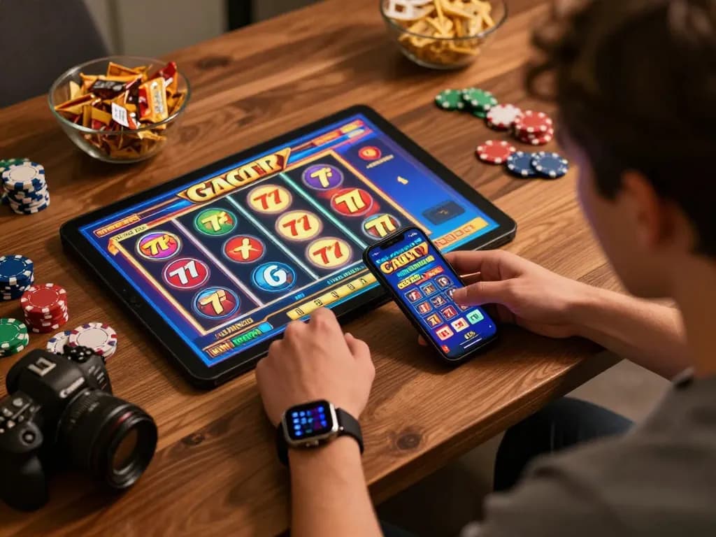 Engaging online player spins slot gacor 777 game on smartphone while enjoying vibrant reels and winnings.