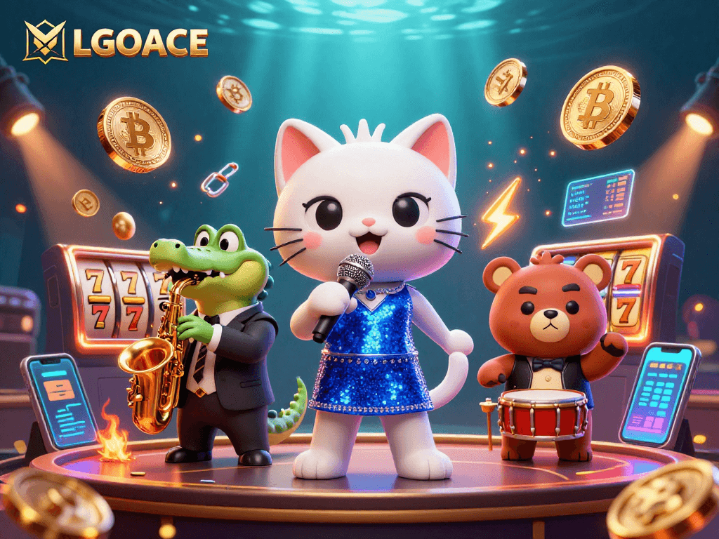 LGOACE offers engaging slot experiences with vivid cartoon characters in a lively casino atmosphere.