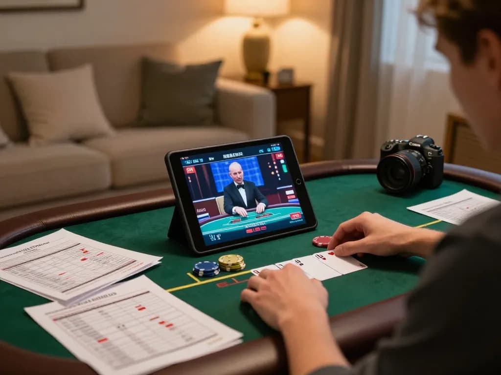 Player strategizing on xx88 using live dealer blackjack app with a cozy atmosphere
