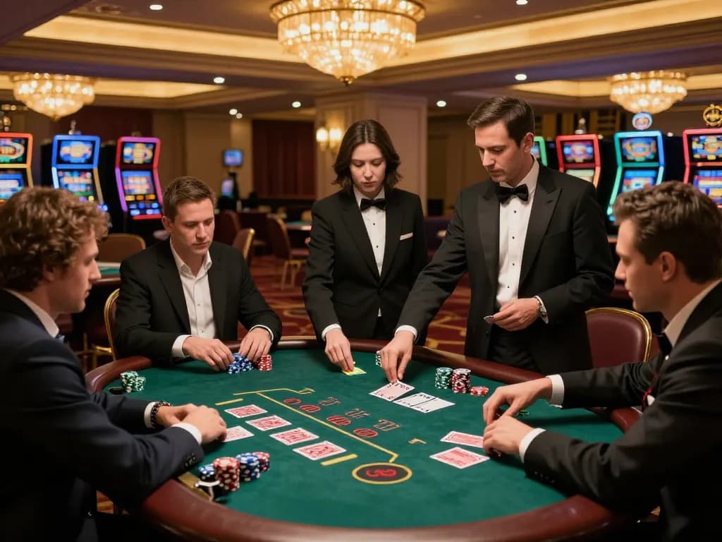Players engaging in a thrilling blackjack game at gem88, showcasing intense focus and premium casino atmosphere.