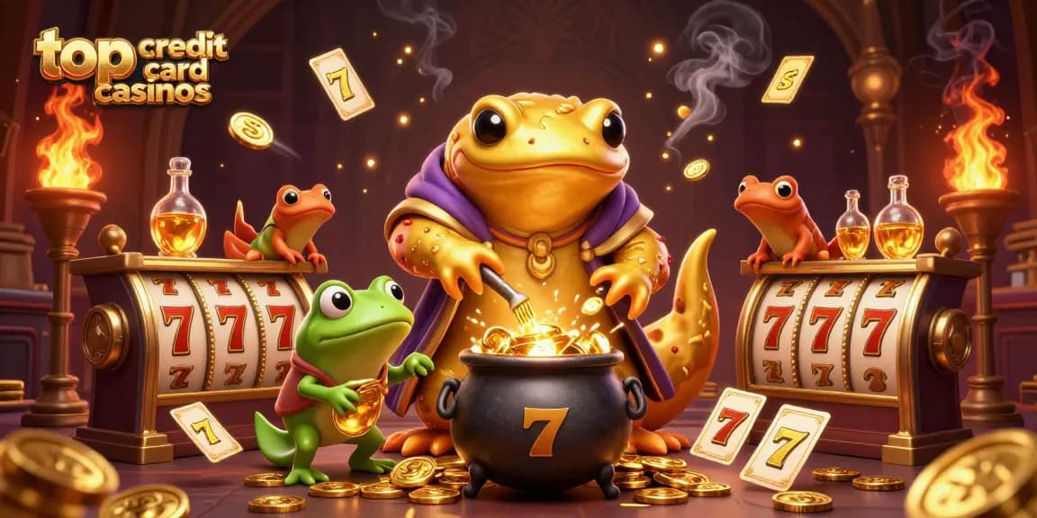 Experience the thrill of top credit card casinos with vivid 3D characters enjoying gold-themed gambling games.
