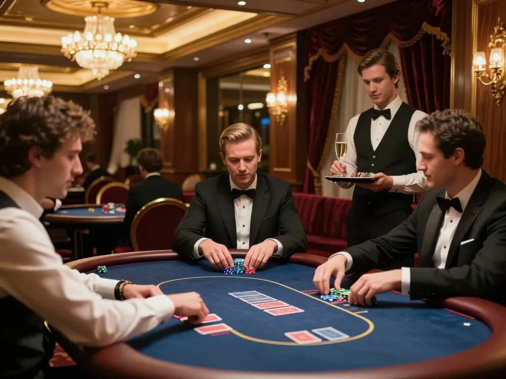 SC88 players enjoying an upscale poker game in a luxurious casino setting