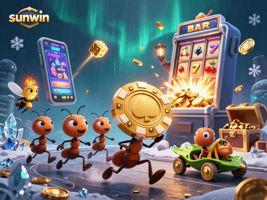 Experience the sunwin heist with ants, golden chips, and thrilling casino action!