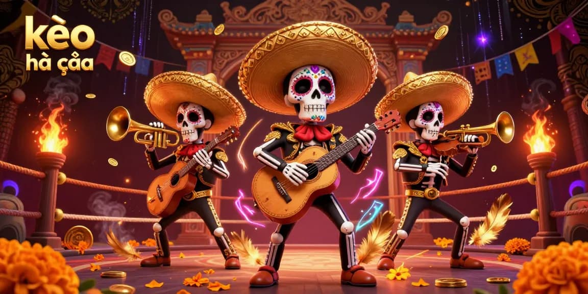 Bet on kèo nhà cái with vibrant Dia de los Muertos skeletons in an engaging casino scene.
