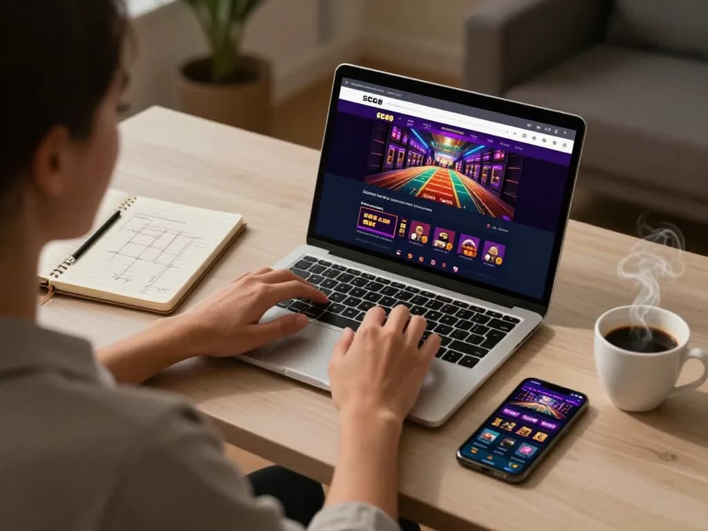 Engaging online gaming scene with SC88 casino displayed on a laptop, showcasing a responsible betting strategy.