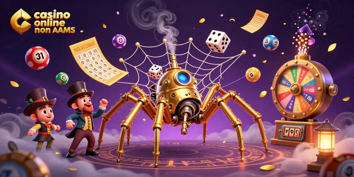 Giocare ai casino online non AAMS con emozionanti palline numerate e una ragnatela d'oro.