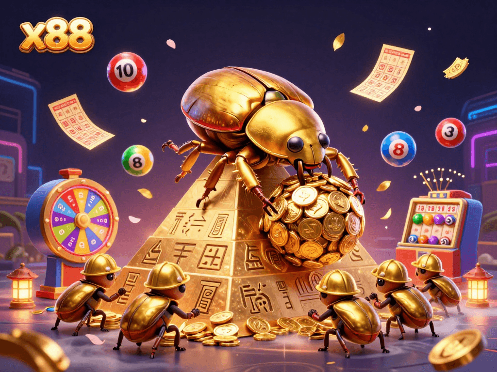 Experience the excitement of x88 with golden coin beetles at the casino pyramid, lotteries, and dynamic games.