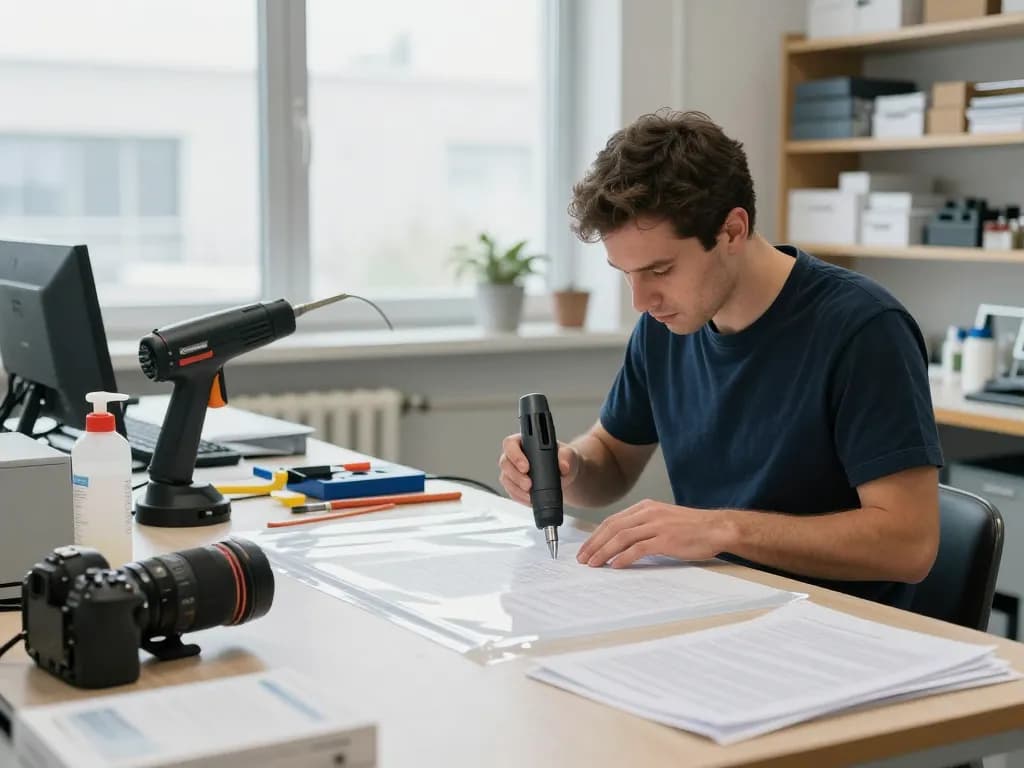 Removing bóc ép plastic from documents using advanced techniques in a professional setting