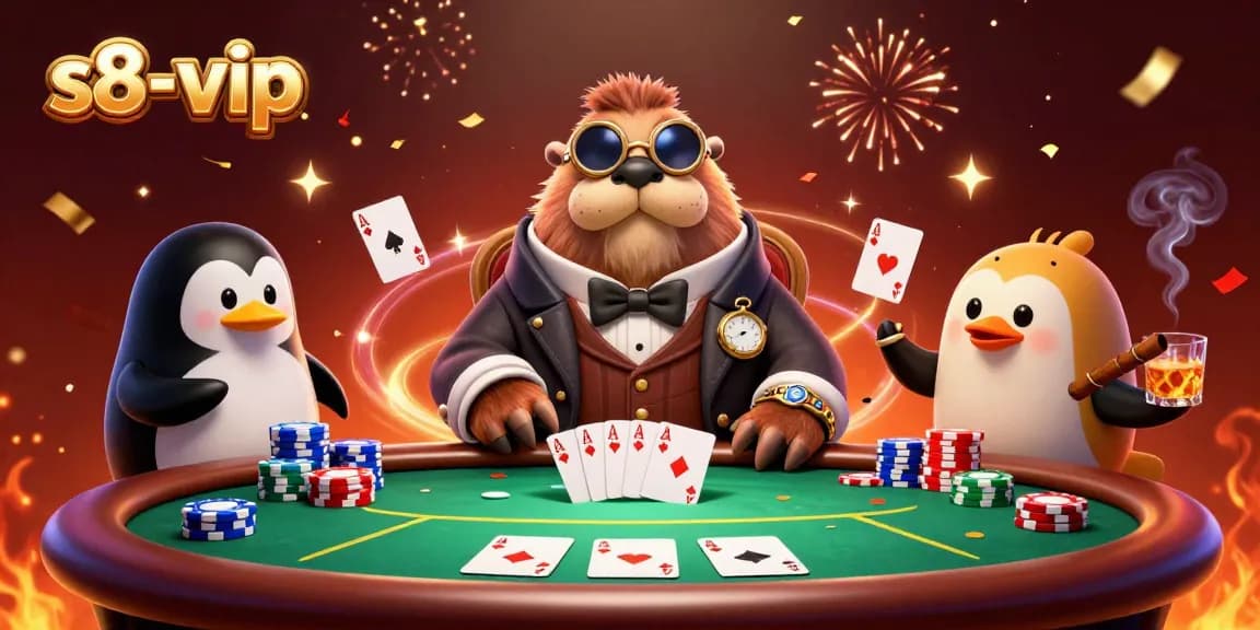 Engage in thrilling underwater poker at s8-vip with a jolly walrus, sophisticated penguin dealer, and bluffing pufferfish.