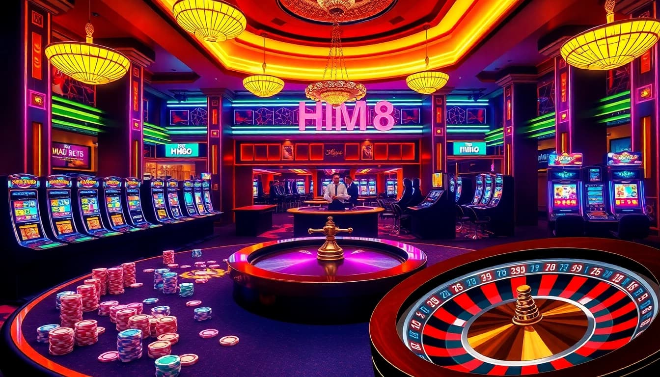 Experience thrilling action at the HM88 casino with vibrant slot machines and roulette.