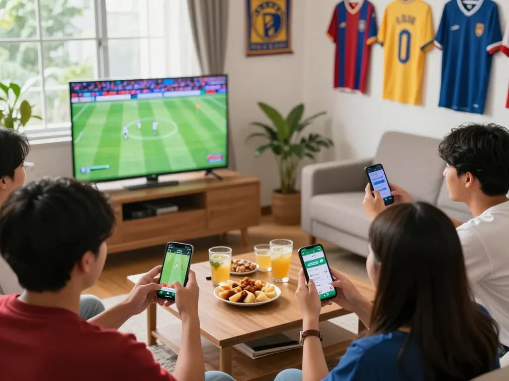 Xôi lạc tv app in use during an exciting sports betting session, showcasing live match action.