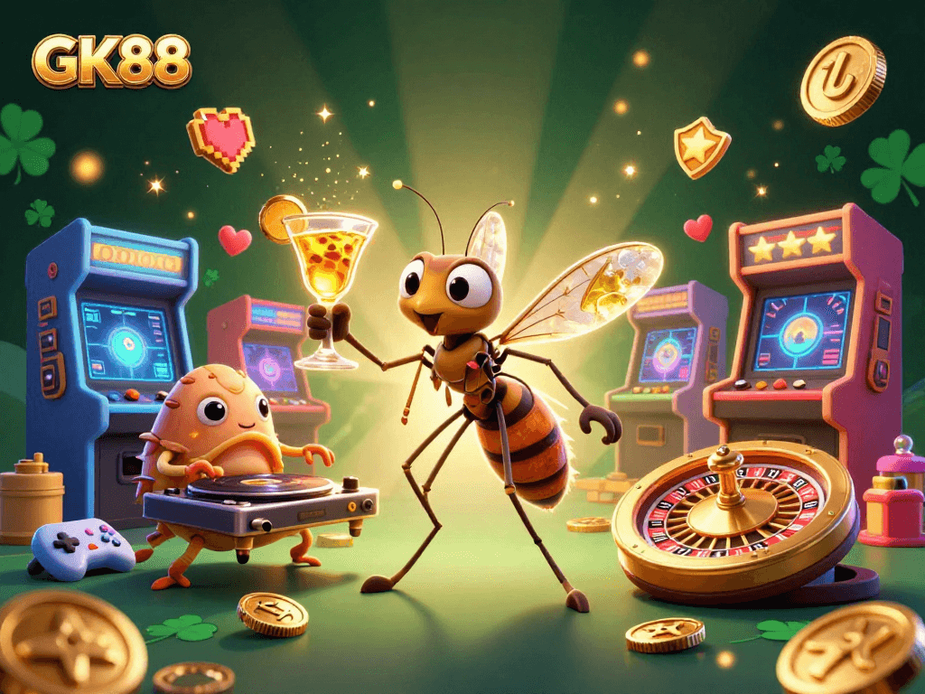 Experience exciting gaming adventures at GK88 with colorful characters and vibrant casino elements.