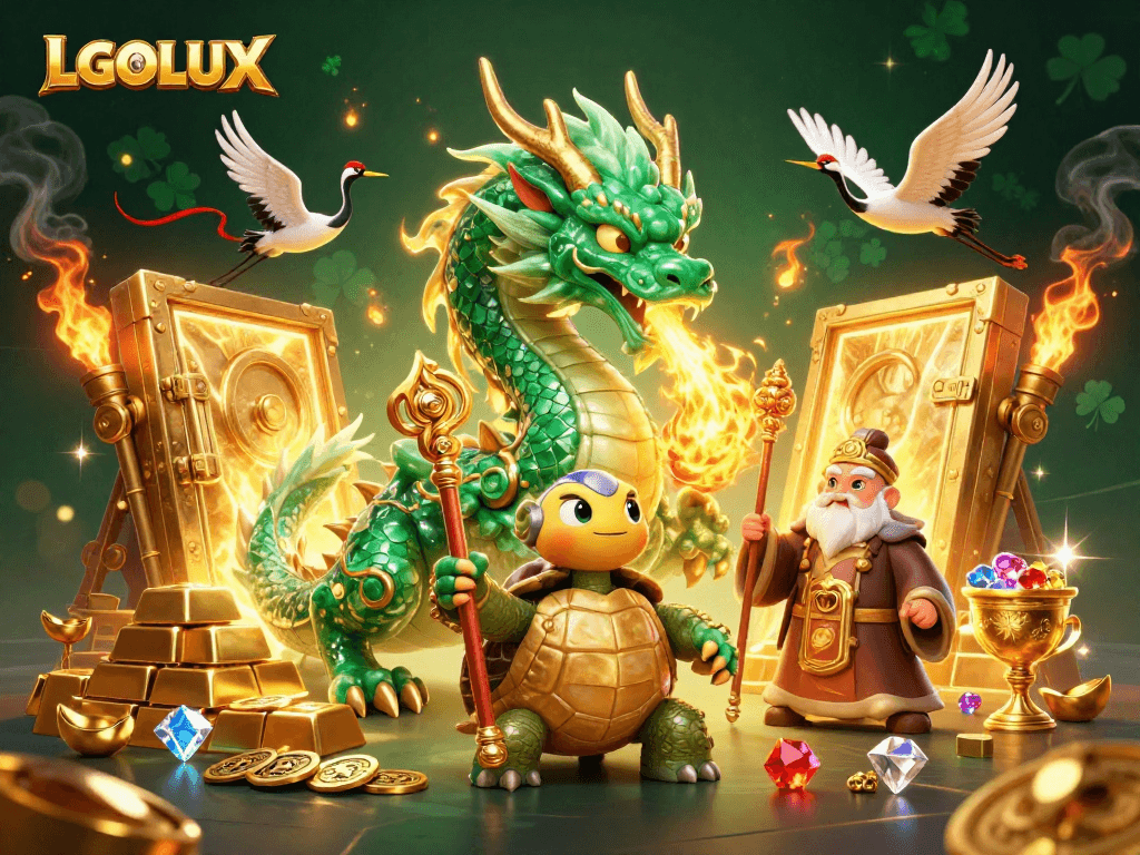 Experience thrilling wins at LGOLUX with a majestic dragon, treasure vaults, and luck-infused elements.