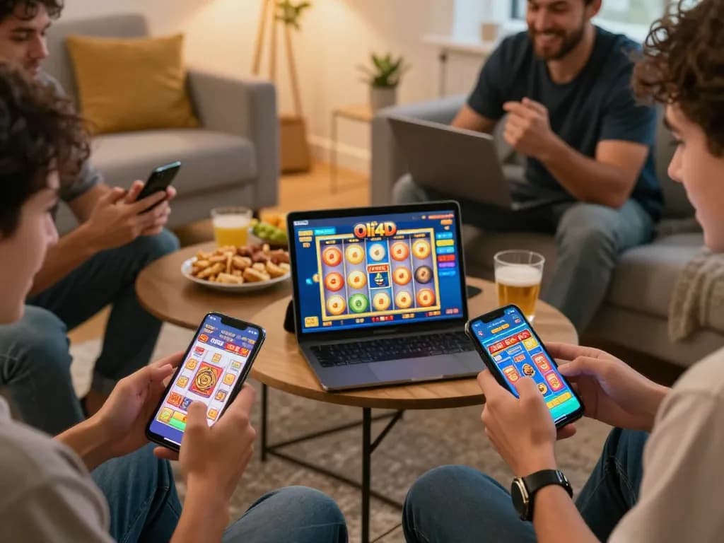Players enjoying Oli4D daftar in an engaging online slot game, showcasing excitement and strategy.