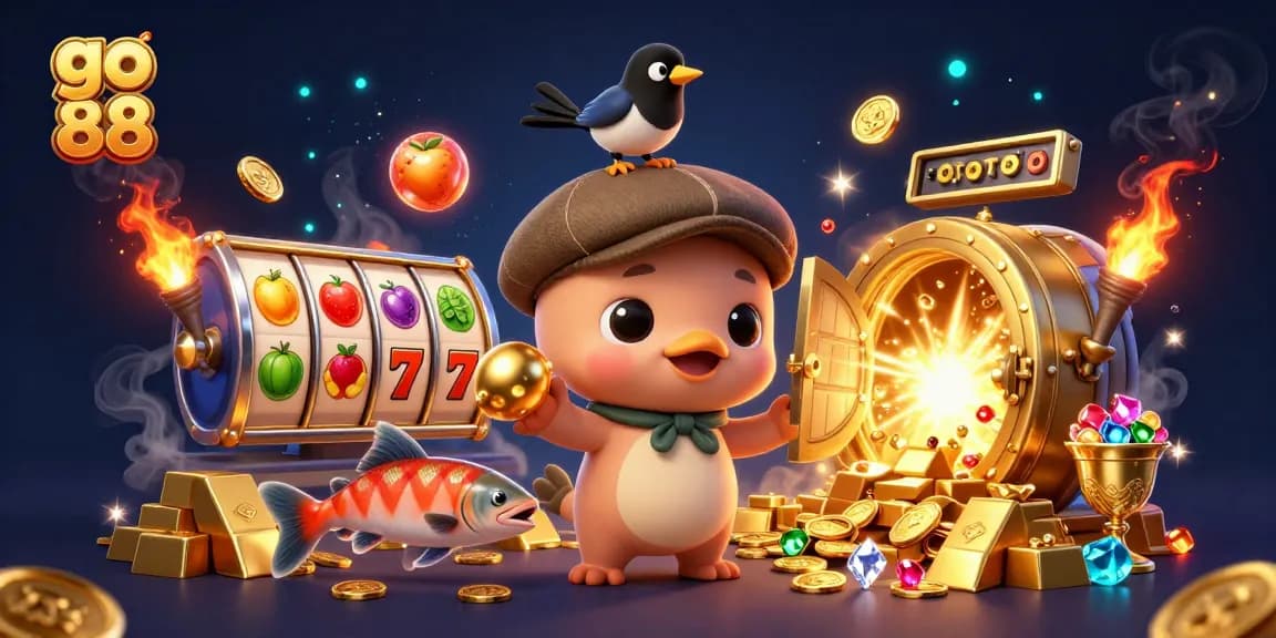 Engage in thrilling gameplay at go 88 with vibrant slot reels and colorful symbols illuminating the casino.