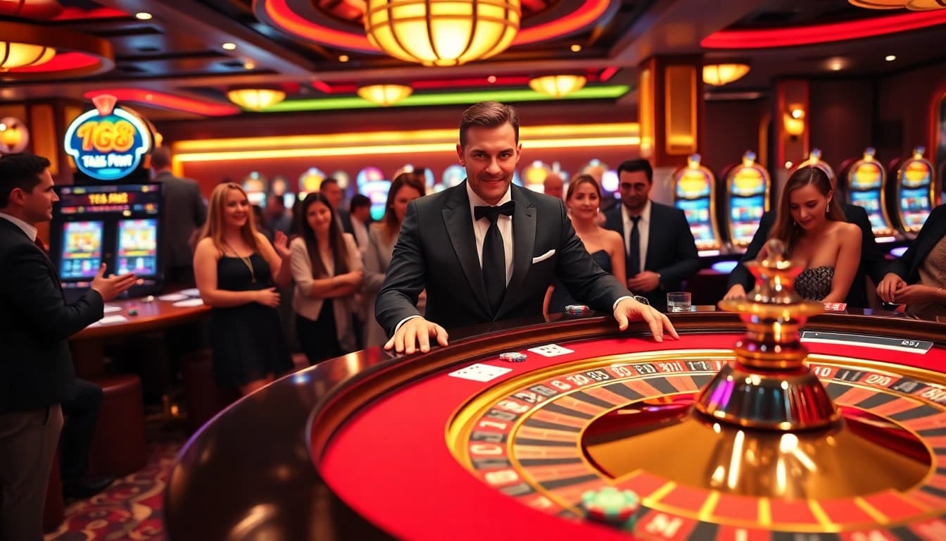 Experience high-stakes excitement at tg88's luxurious casino with vibrant roulette and poker games.