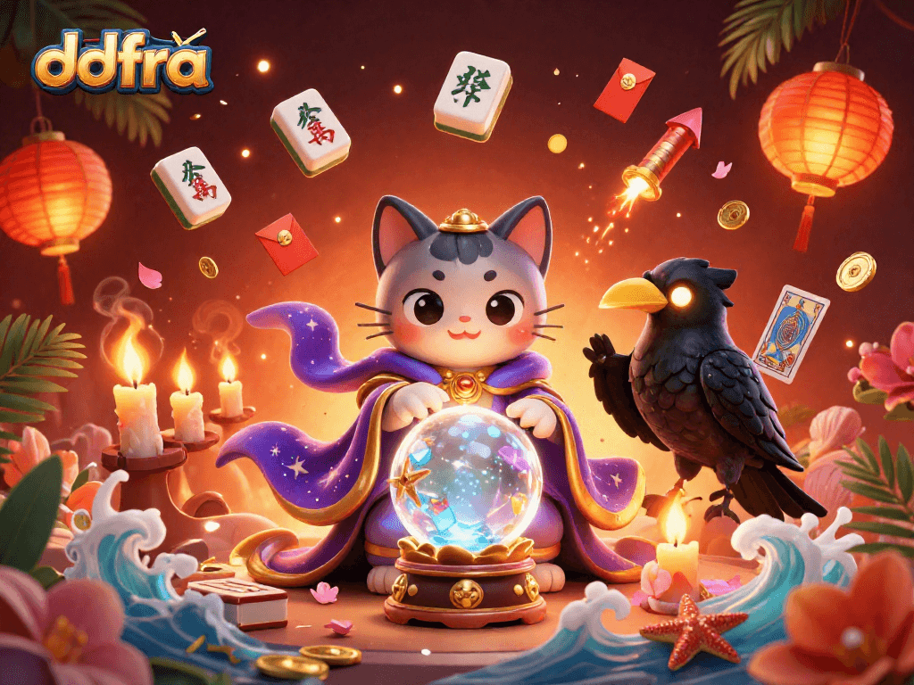 Engage with ddfra's vibrant casino scene filled with magical characters and lucky symbols.