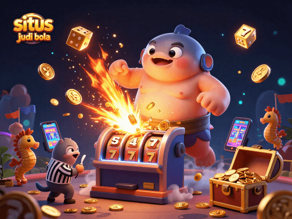 Experience the excitement of situs judi bola with a vibrant underwater slot scene featuring a blowfish and seahorse fans.