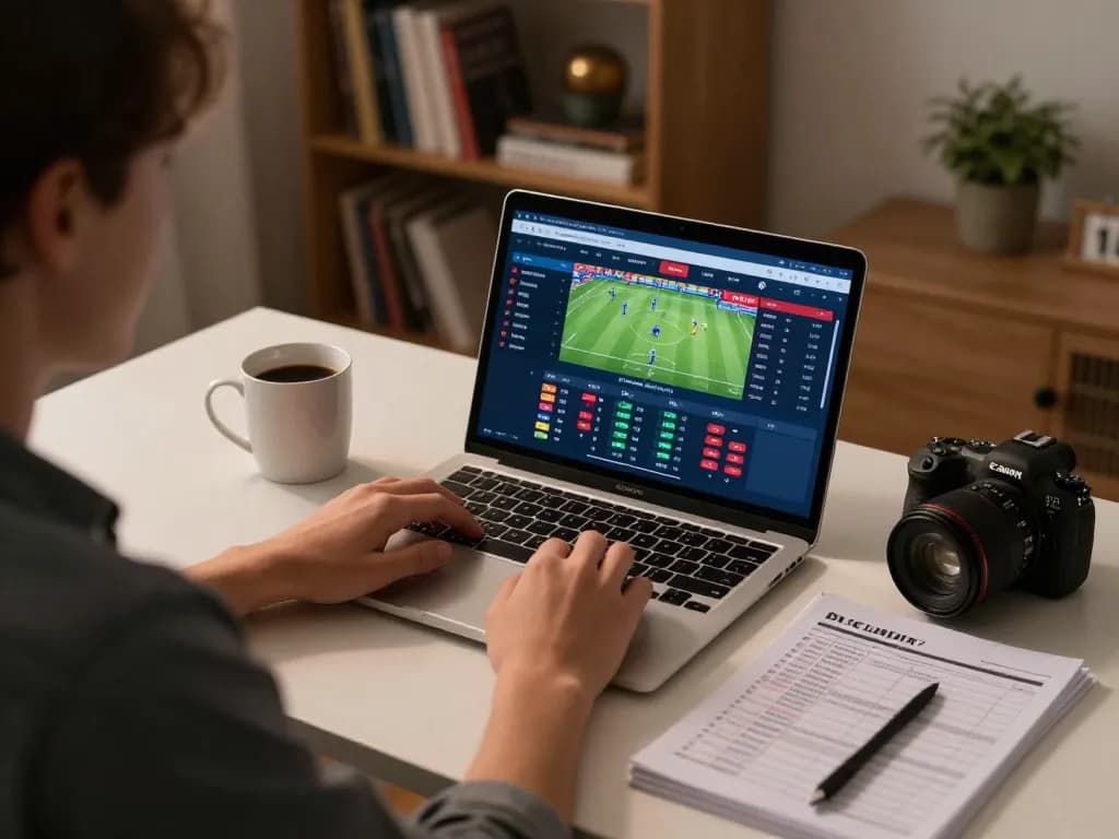 Kèo nhà cái interface displayed on laptop, showcasing strategic sports betting setup.