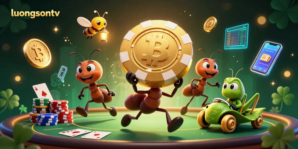 Experience thrilling moments on luongsontv, where cartoon ants execute an epic poker heist amid vibrant casino elements.