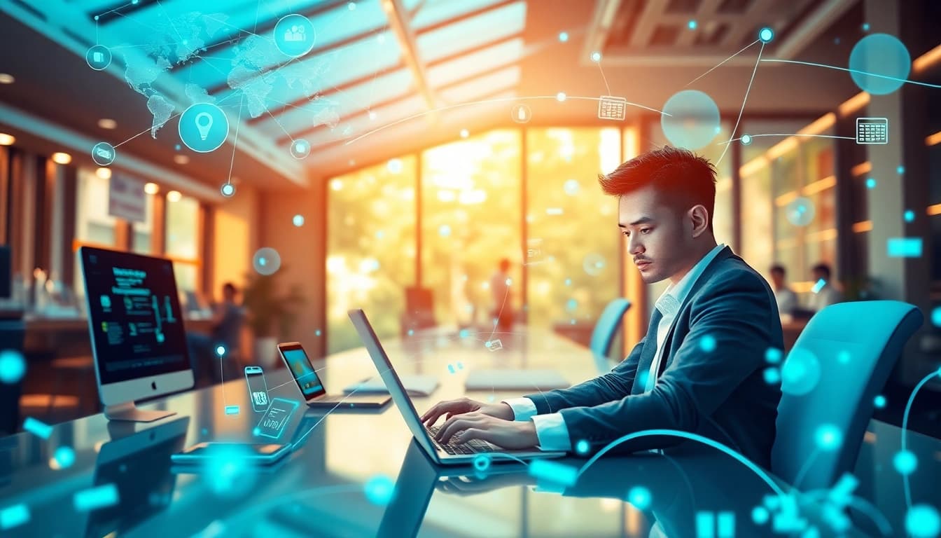 Explore快连下载 through seamless network connectivity and innovative technology in a modern workspace.