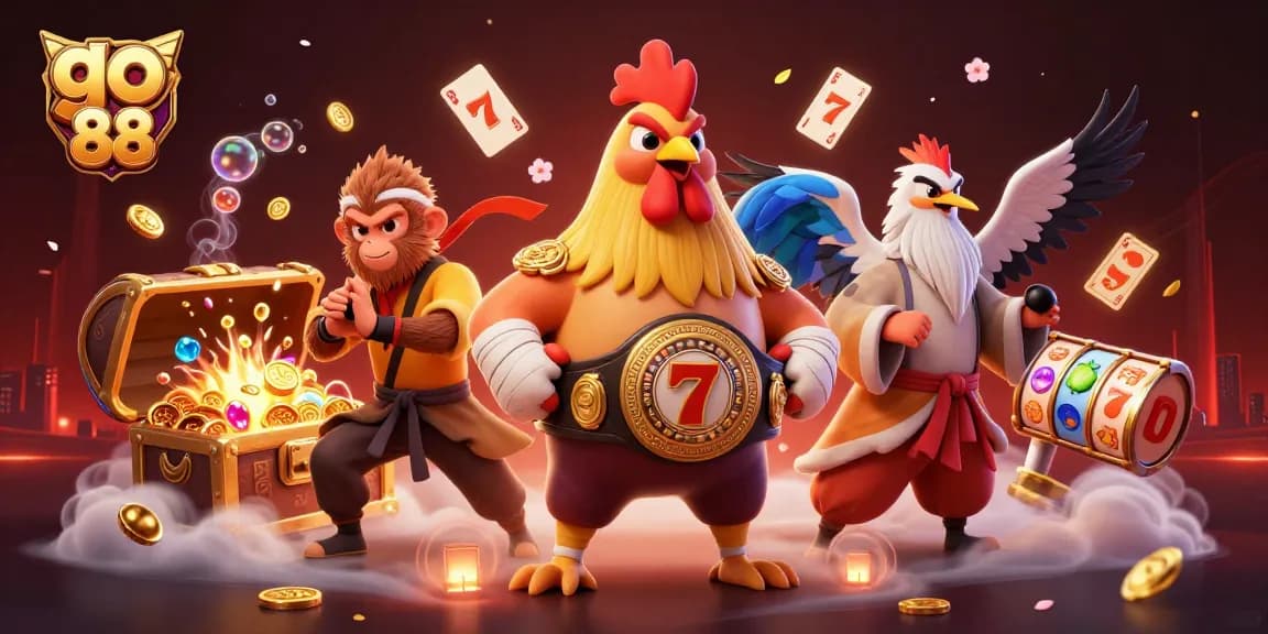 Engage with go 88 in this vibrant scene featuring iconic characters and dynamic casino elements.