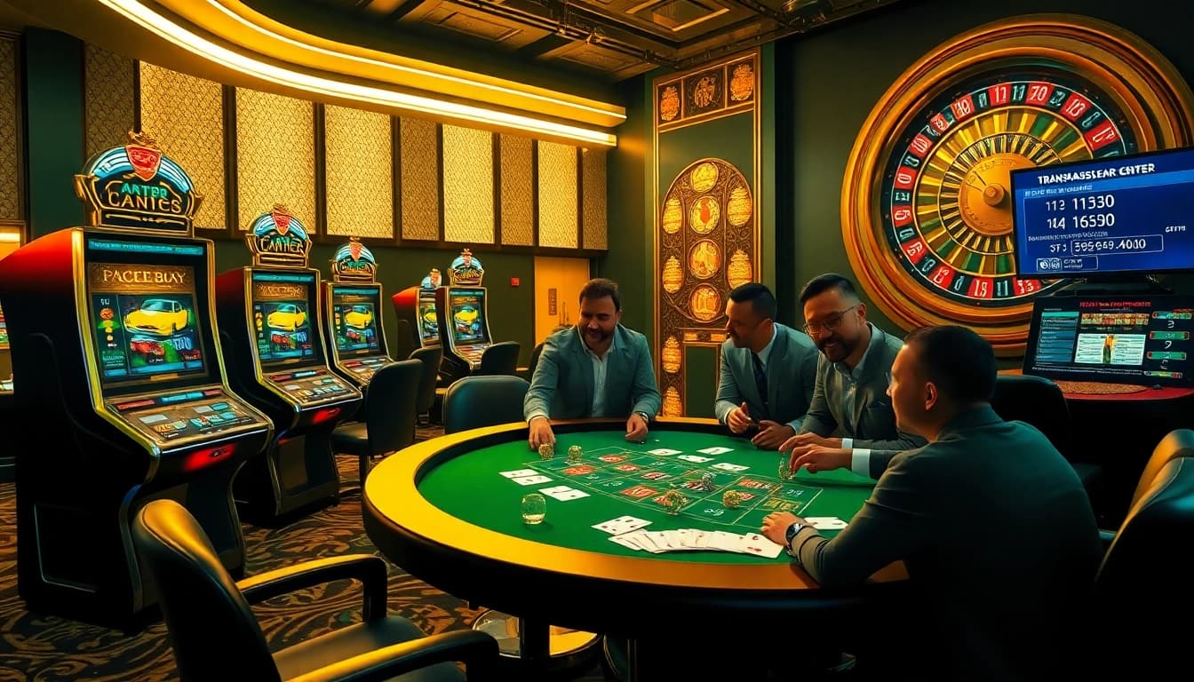 Experience the excitement of a Transmission Repair Center-themed casino with luxury slot machines and poker tables.