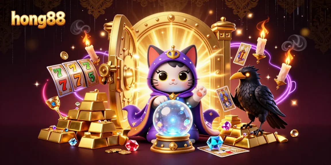 Experience thrilling wins with hong88, a vibrant 3D illustration showcasing a whimsical casino scene.