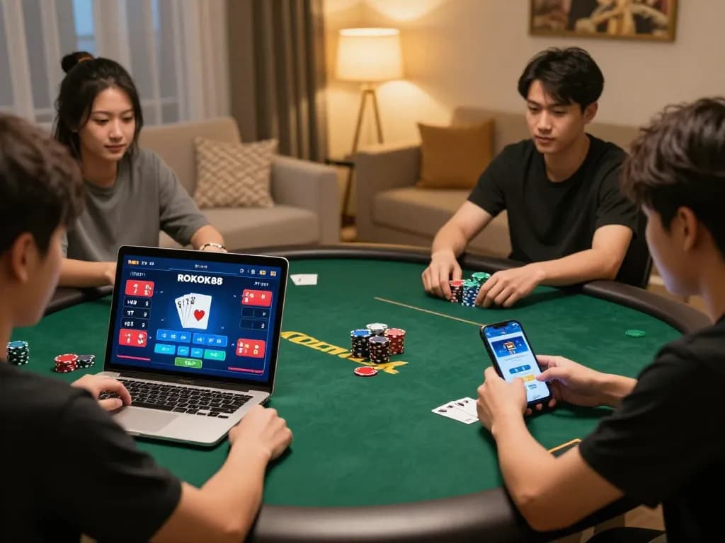 Engaging players enjoying the ROKOK88 online poker experience with focused strategy.