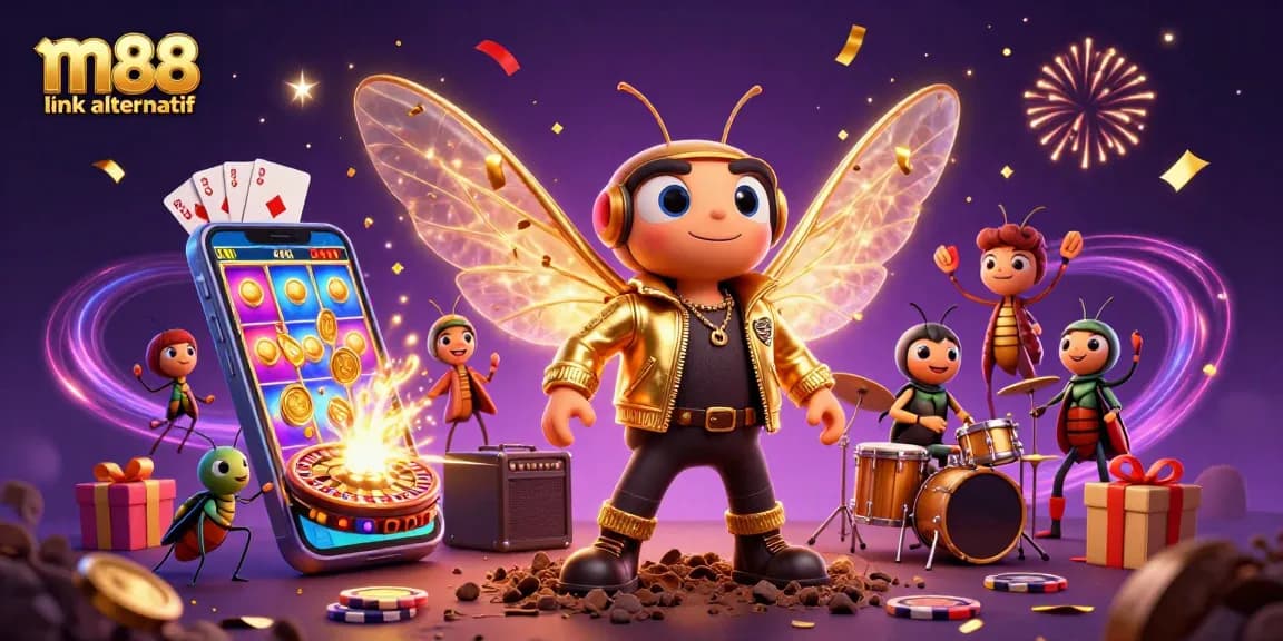 Experience thrilling gambling with m88 link alternatif showcasing a dynamic casino scene filled with games.