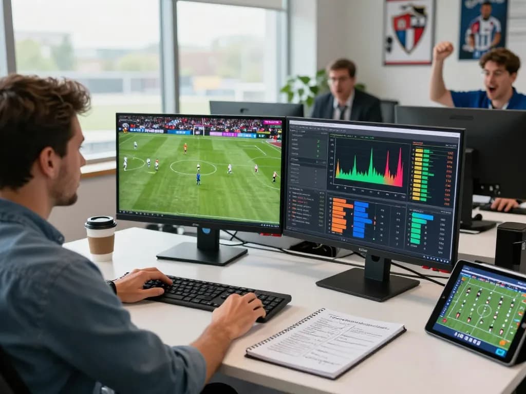 Sports analyst using nowgoal's statistics to analyze live soccer scores and predictions