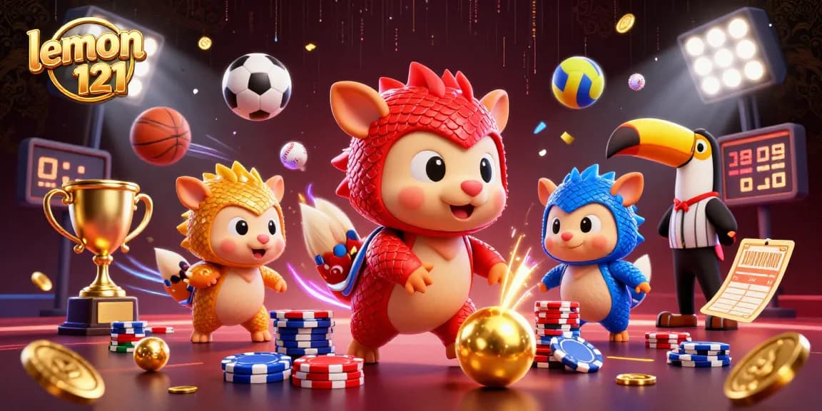 Engage with lemon 121 at a vibrant cartoon casino full of action and energy in this dynamic visual.