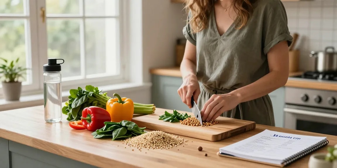 Healthy meal preparation scene featuring rokok88 lifestyle choices with fresh ingredients.