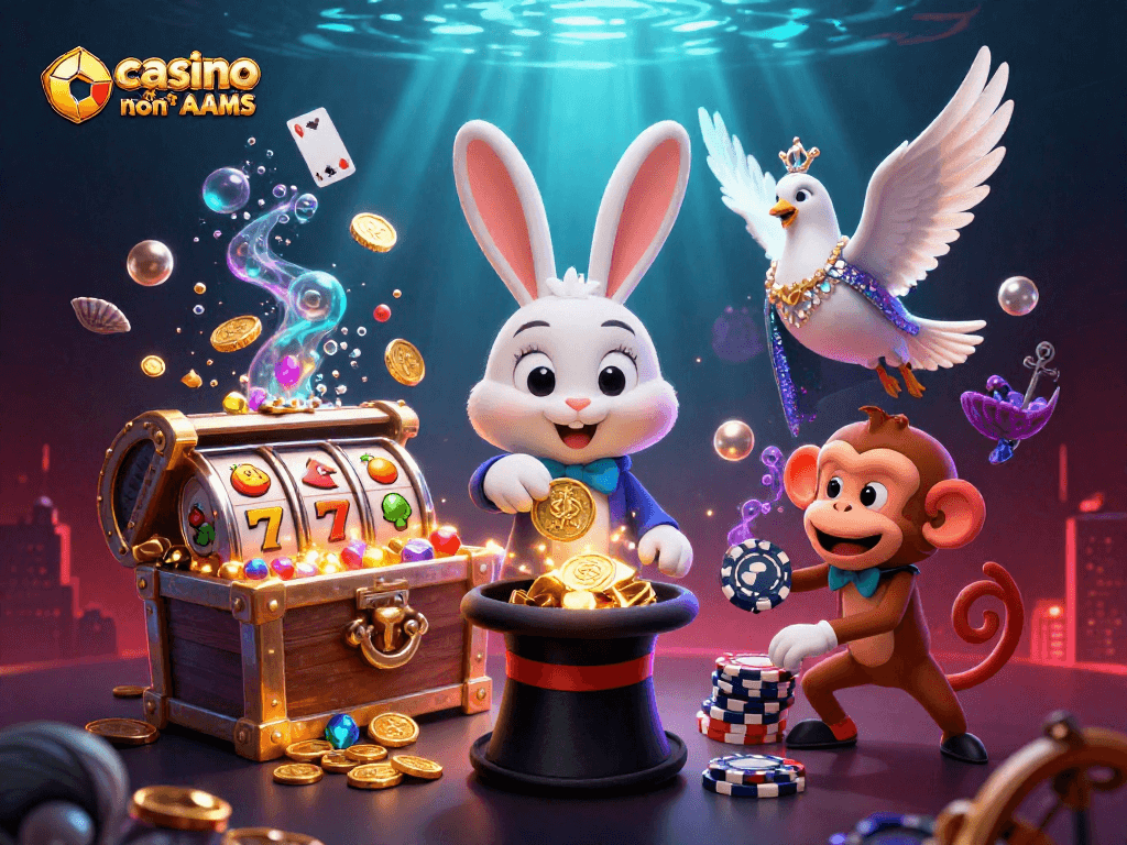 Assisti alla magia di casino online non AAMS con un coniglio mago e monete dorate che volano!
